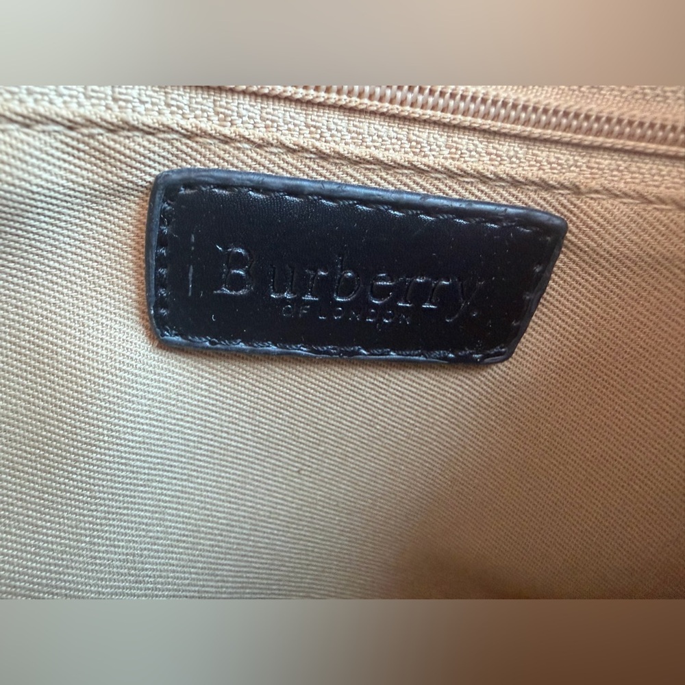 Burberry of London Vintage Nova Check Beige Black canvas Plaid Tote bag purse - Picture 7 of 14